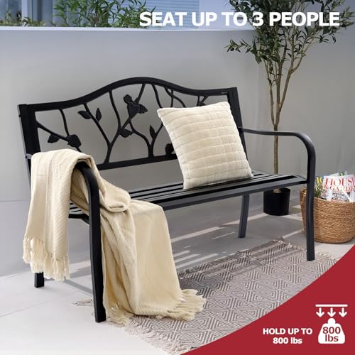 50” Outdoor Garden Bench with American Flag Style H440