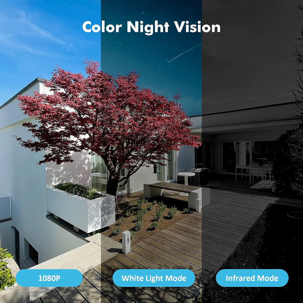 Solar Security Camera Outdoor Wireless with Siren and Spotlight, Battery Powered WiFi, Motion Detection, Color Night Vision, IP66 Waterproof Z798