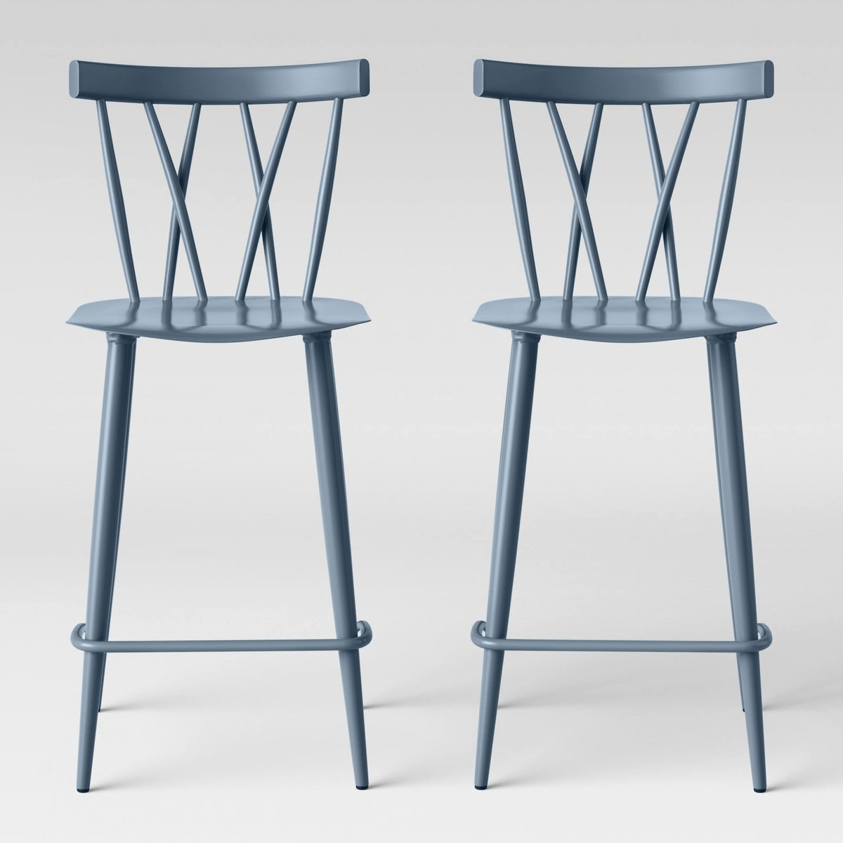 Light Blue Metal Counter Stool Set of 2 Z4561