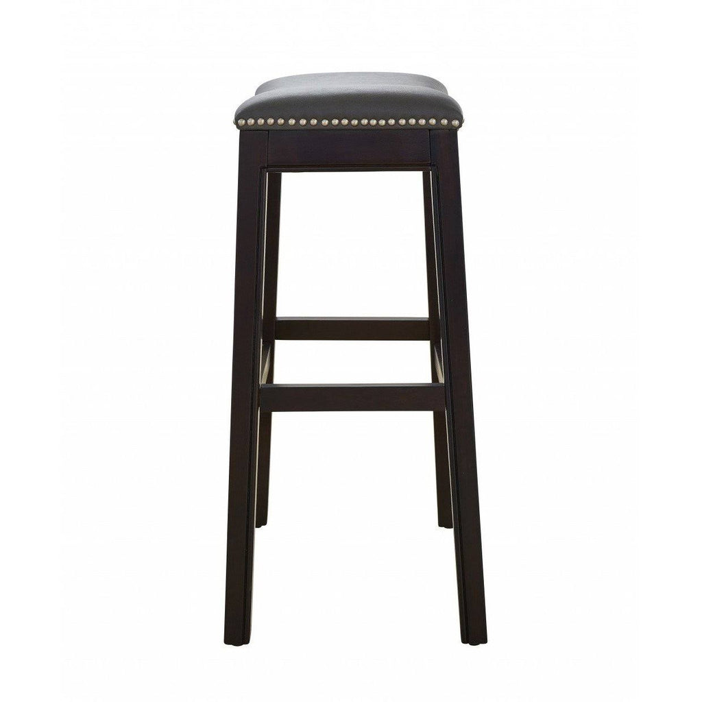 Espresso and Gray Saddle Style Counter Height Bar Stool V78508