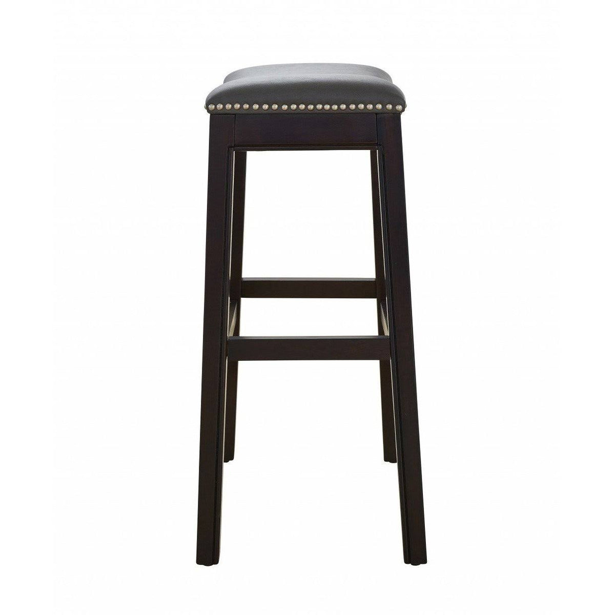 Espresso and Gray Saddle Style Counter Height Bar Stool V78508
