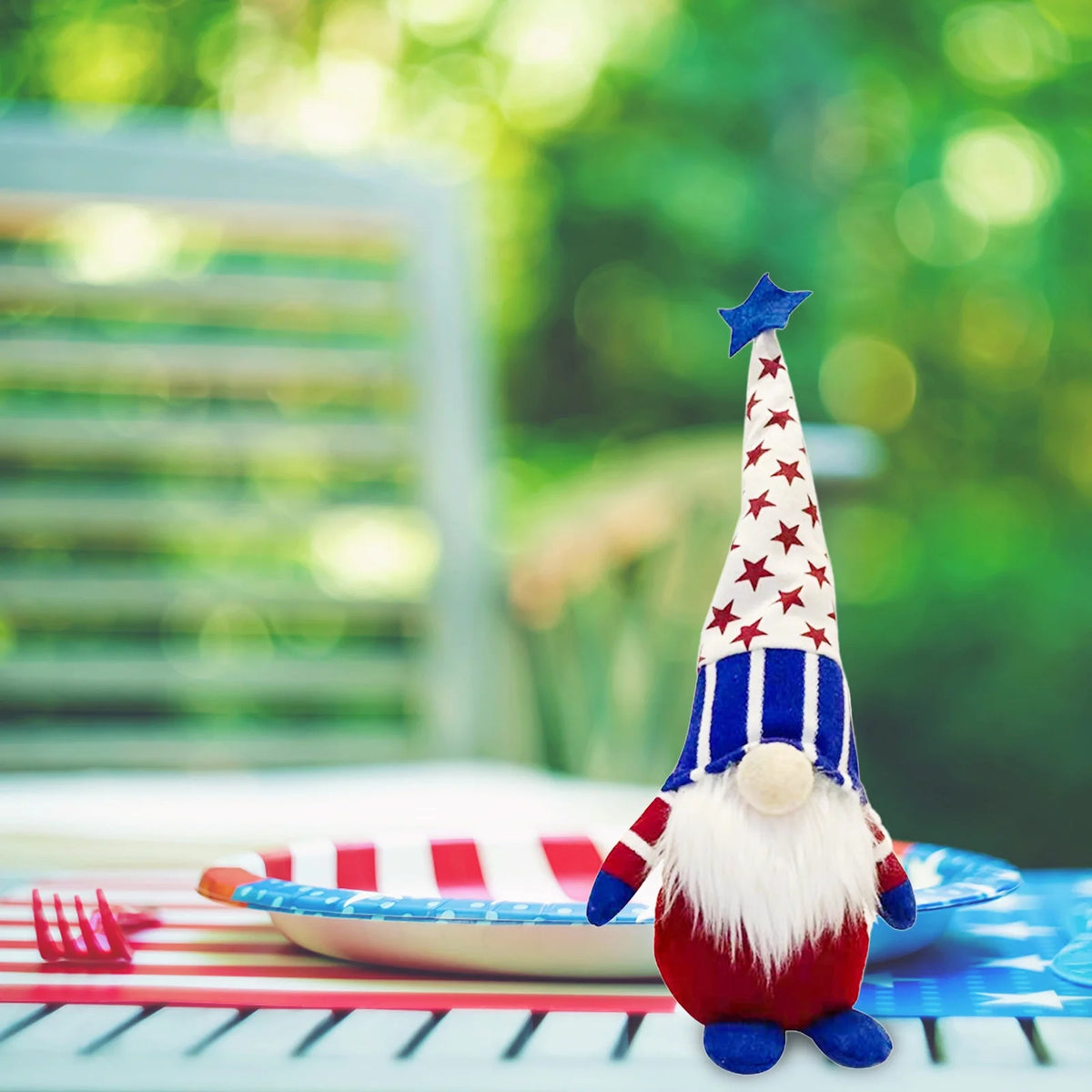 Patriotic 5th of July Gnome, American Independence Day Gnomes, Birth Announcement Memorial Day Elf Dwarf, Scandinavian Ornaments Handmade Plush Doll Stars & Stripes Gnome Home Decorations G148