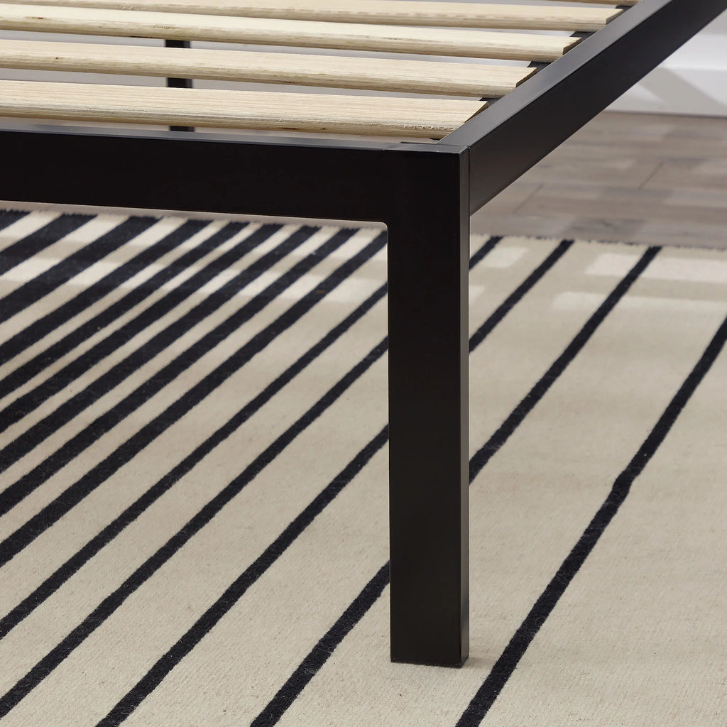 Black Metal Platform Bed with Headboard K706659