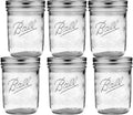 16 oz 6 Pack Wide Mouth Mason Jars with Airtight Lids and Bands C71549