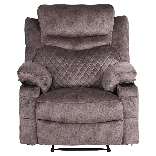 Oversized Grey Fabric Recliner with Massage and Heat X67856