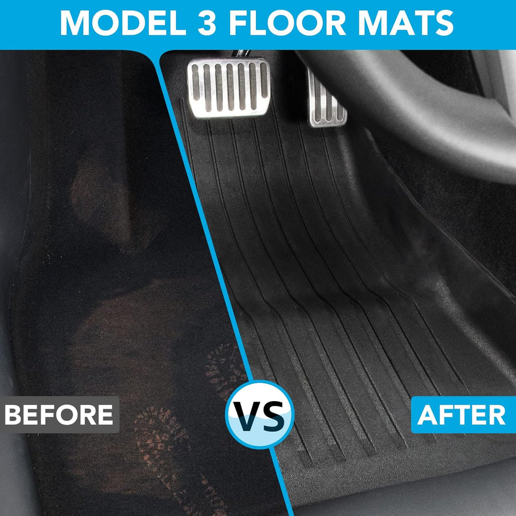 Tesla Model 3 Floor Mats TPE Full Set All Weather Waterproof Front Rear Cargo Liner J7870