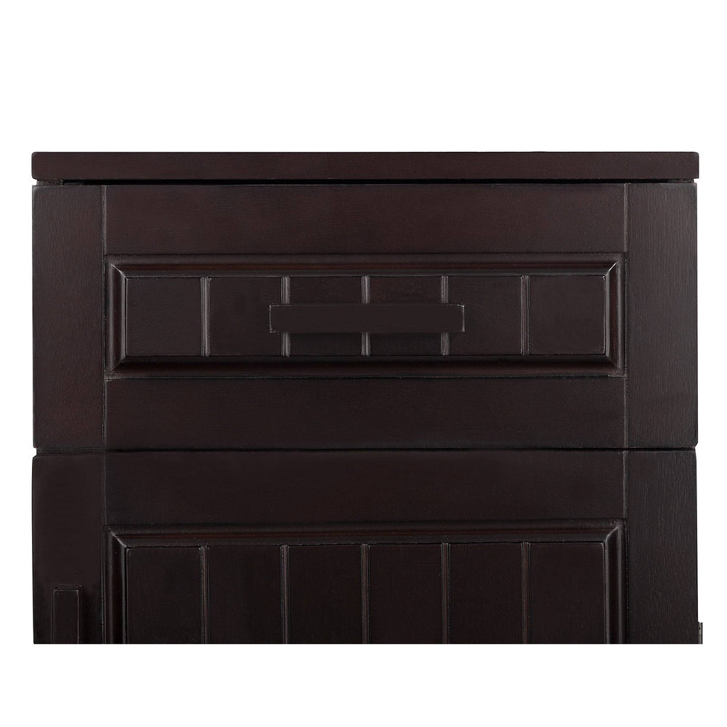 Dark Birch Floor Cabinet with 1 Door, 1 Drawer and 3 Open Shelves F24535