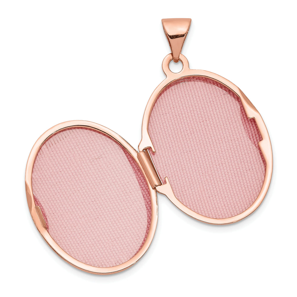 14k Rose Gold Polished 21mm Oval Locket S818