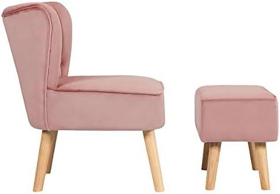 Velvet Accent Chair Ottoman Set N503727
