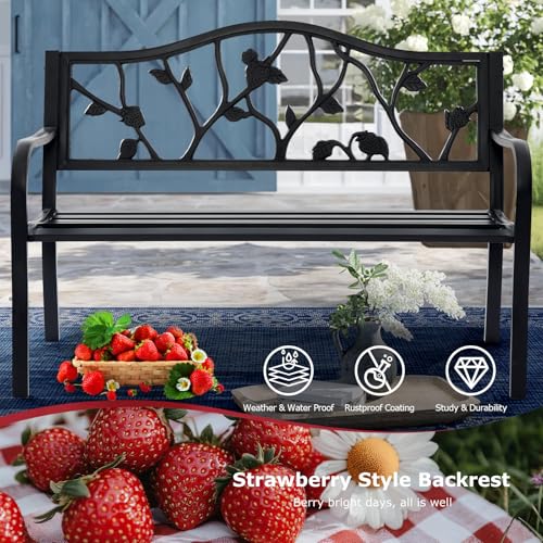 50” Outdoor Garden Bench with American Flag Style H440