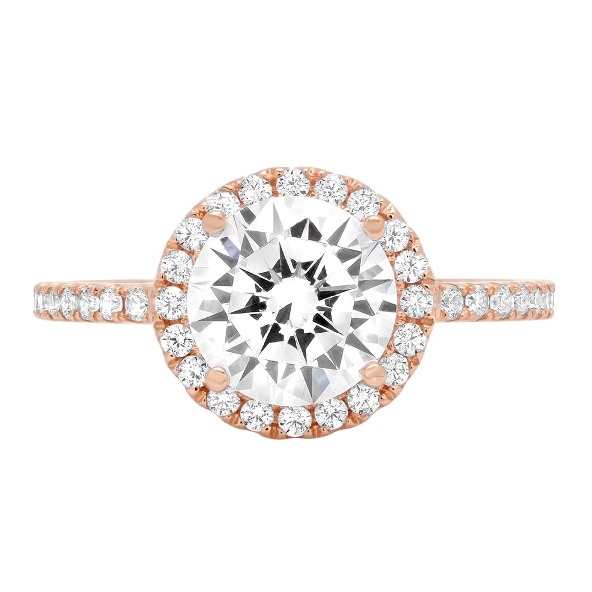 18k Rose Gold Halo Ring with Simulated Diamond Z3370