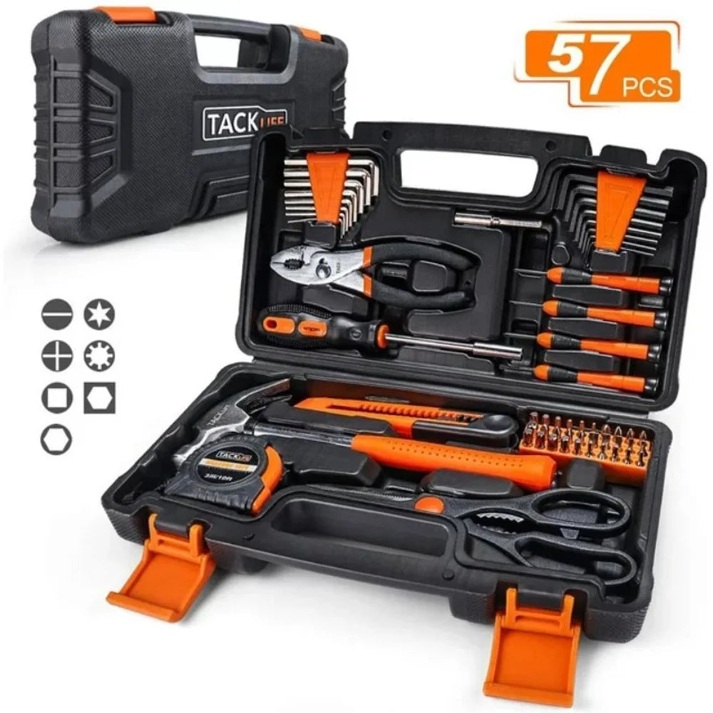 57 Pcs Black Hand Tool Set with Storage Case Y91251