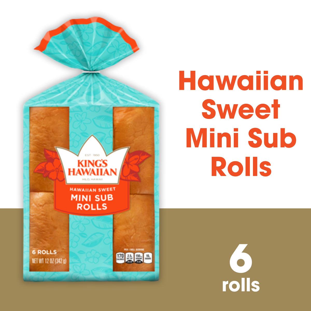 Sweet Mini Sub Rolls, 6 Count, 12 oz K438