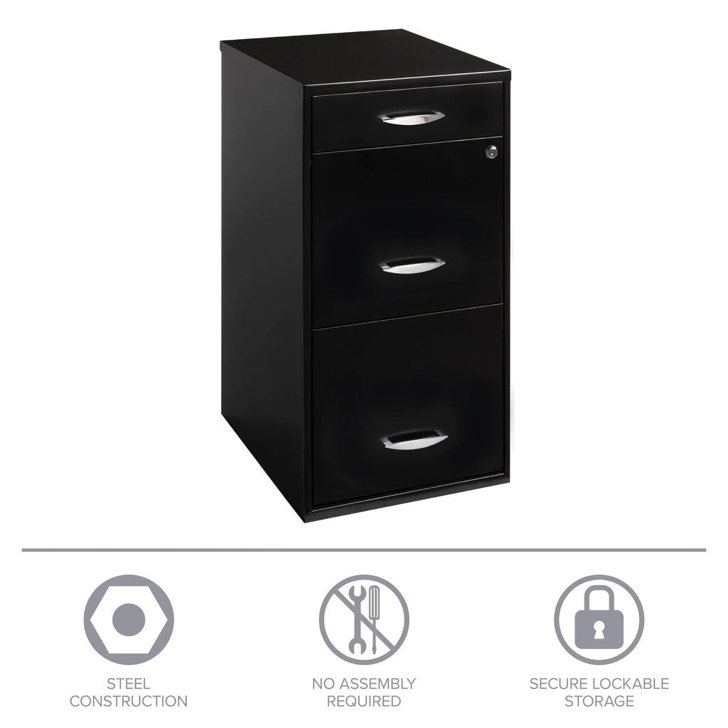 3 Drawer Letter Width Vertical File Cabinet with Pencil Drawer, Black A205681