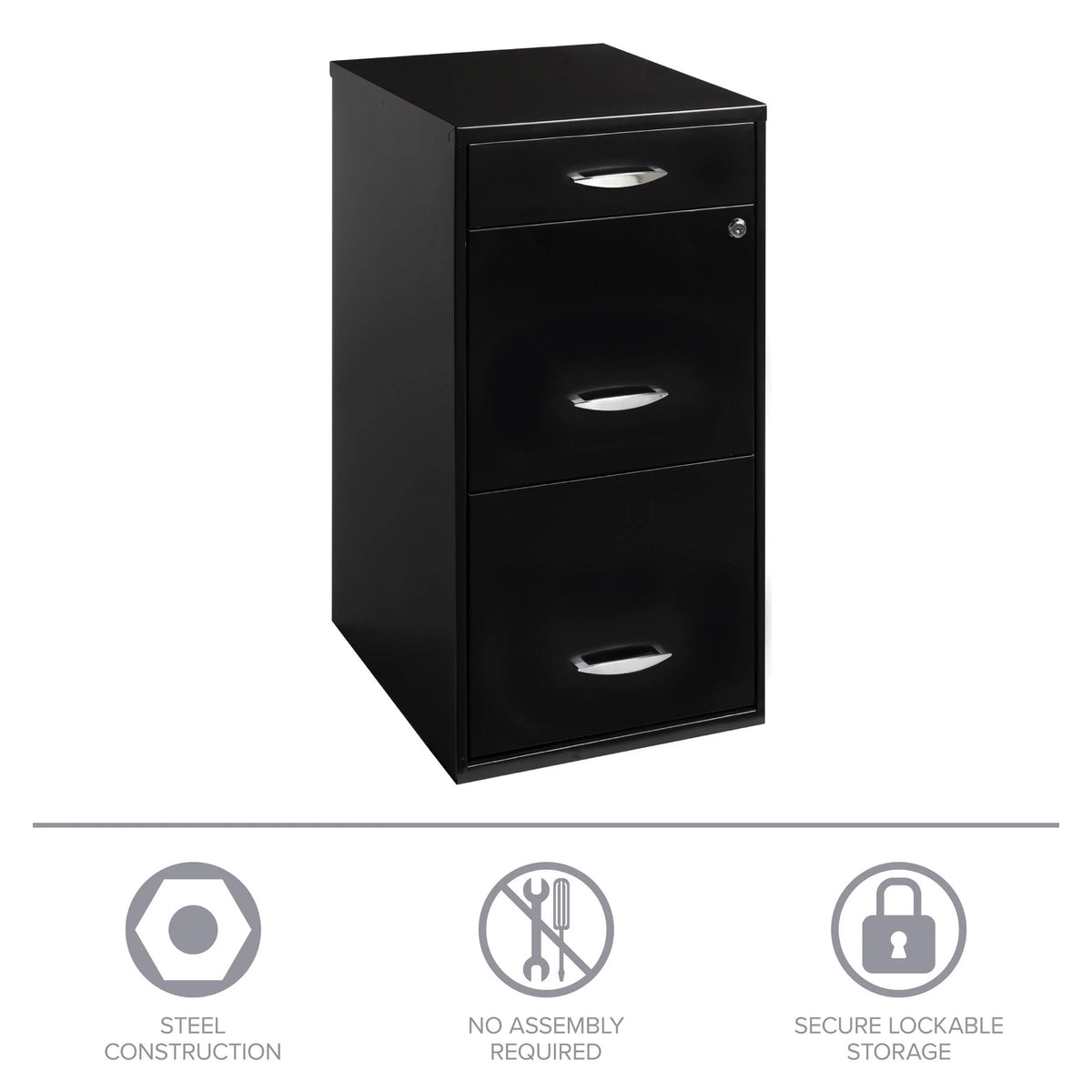 3 Drawer Letter Width Vertical File Cabinet with Pencil Drawer, Black A205681
