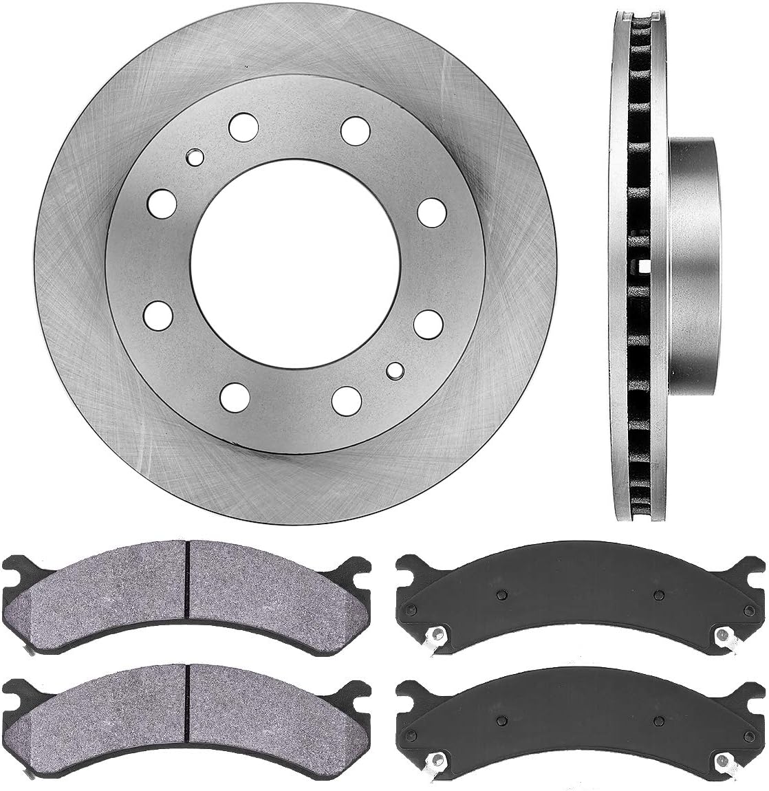 8 Lug Brake Disc Rotors with Metallic Brake Pads H385