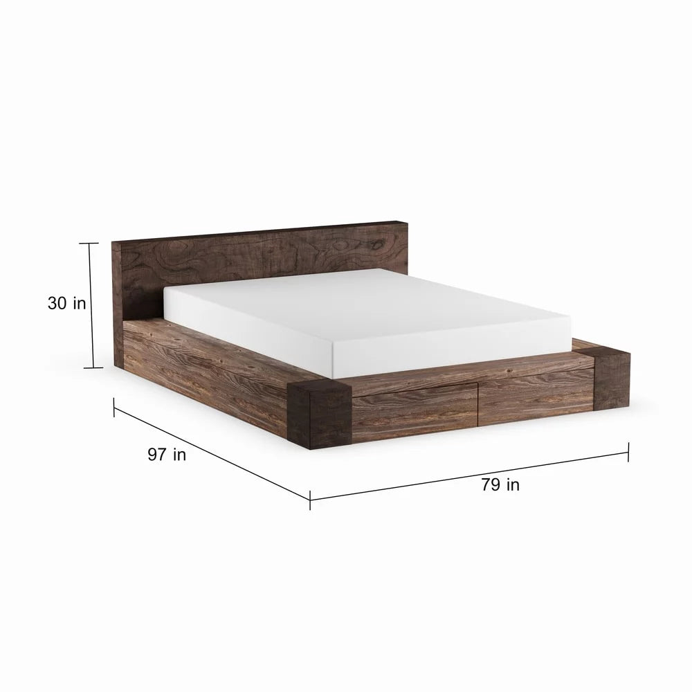 Natural Wood 2-drawer California King Storage Bed U606352