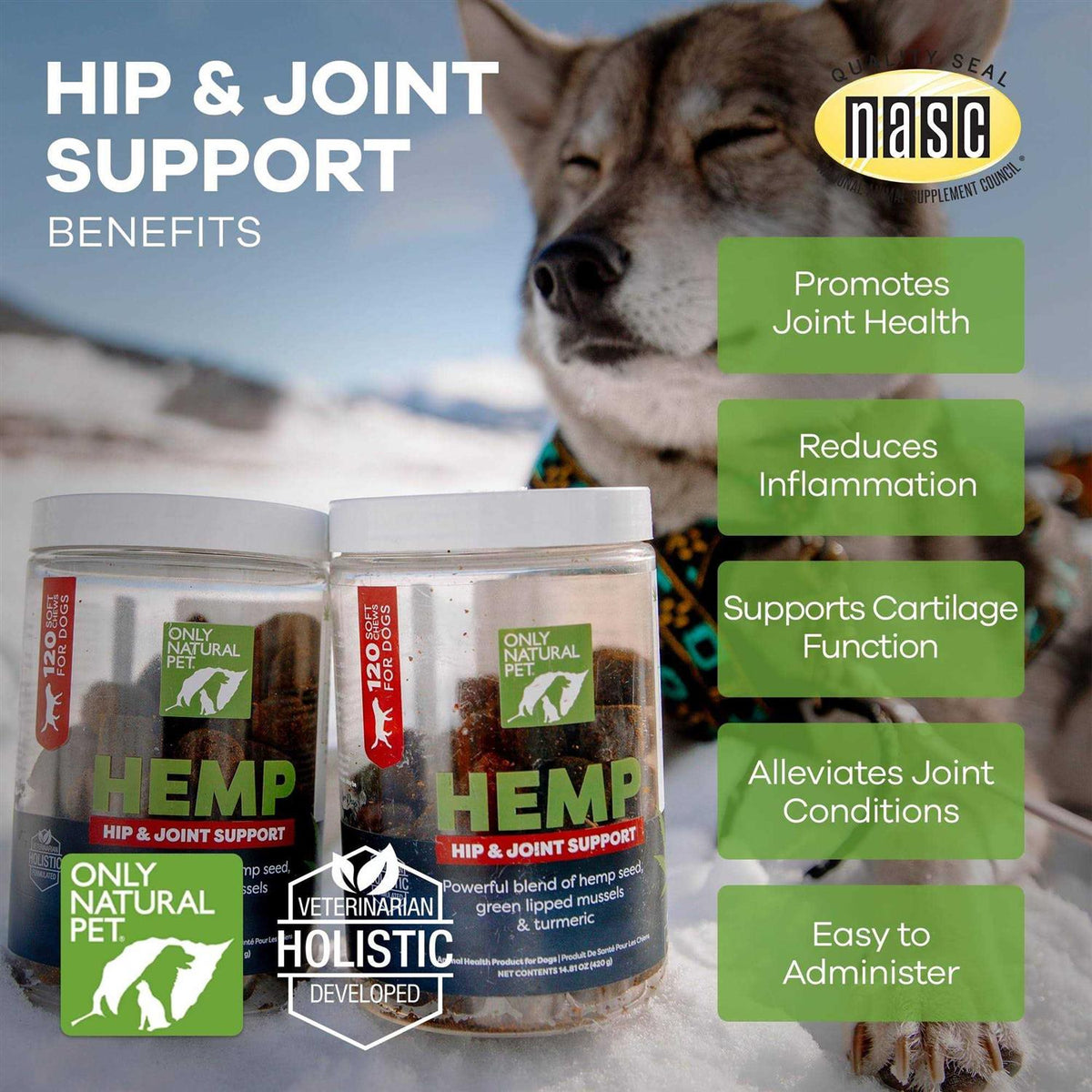 Hemp Hip & Joint Support Soft Dog Chews M984