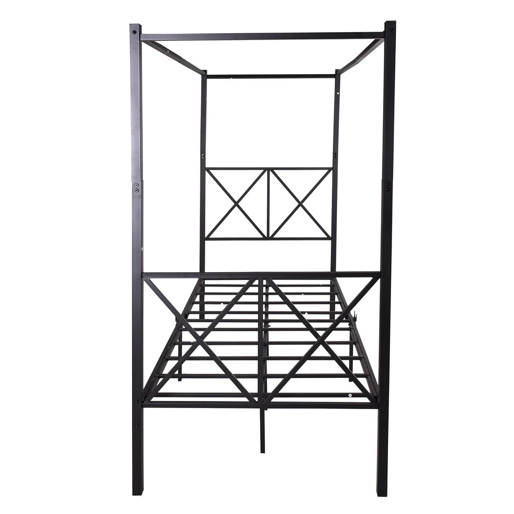 Black Twin Size Metal Canopy Platform Bed Frame M460