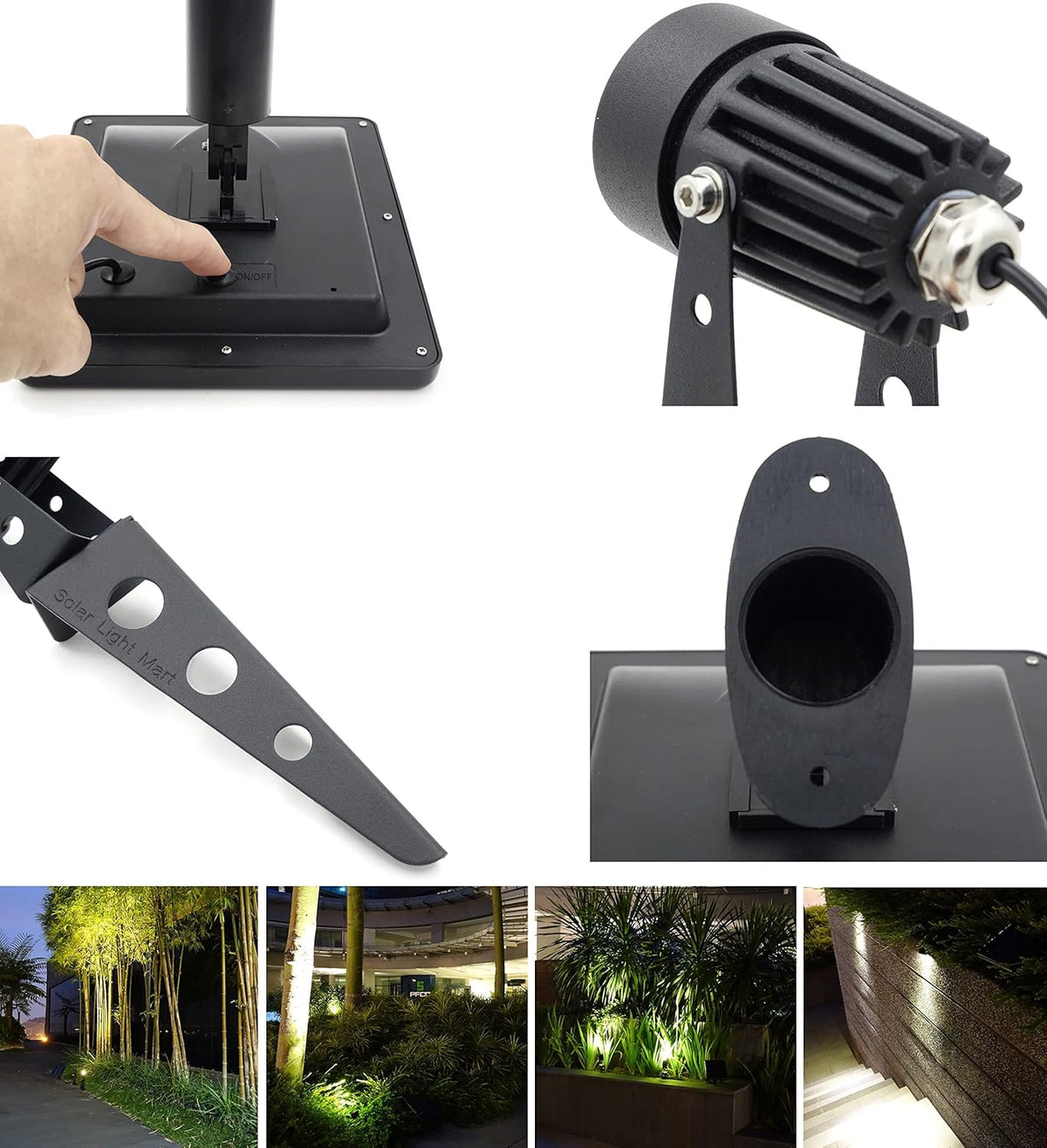 Cast Aluminium Solar-Powered LED Spotlight A8030