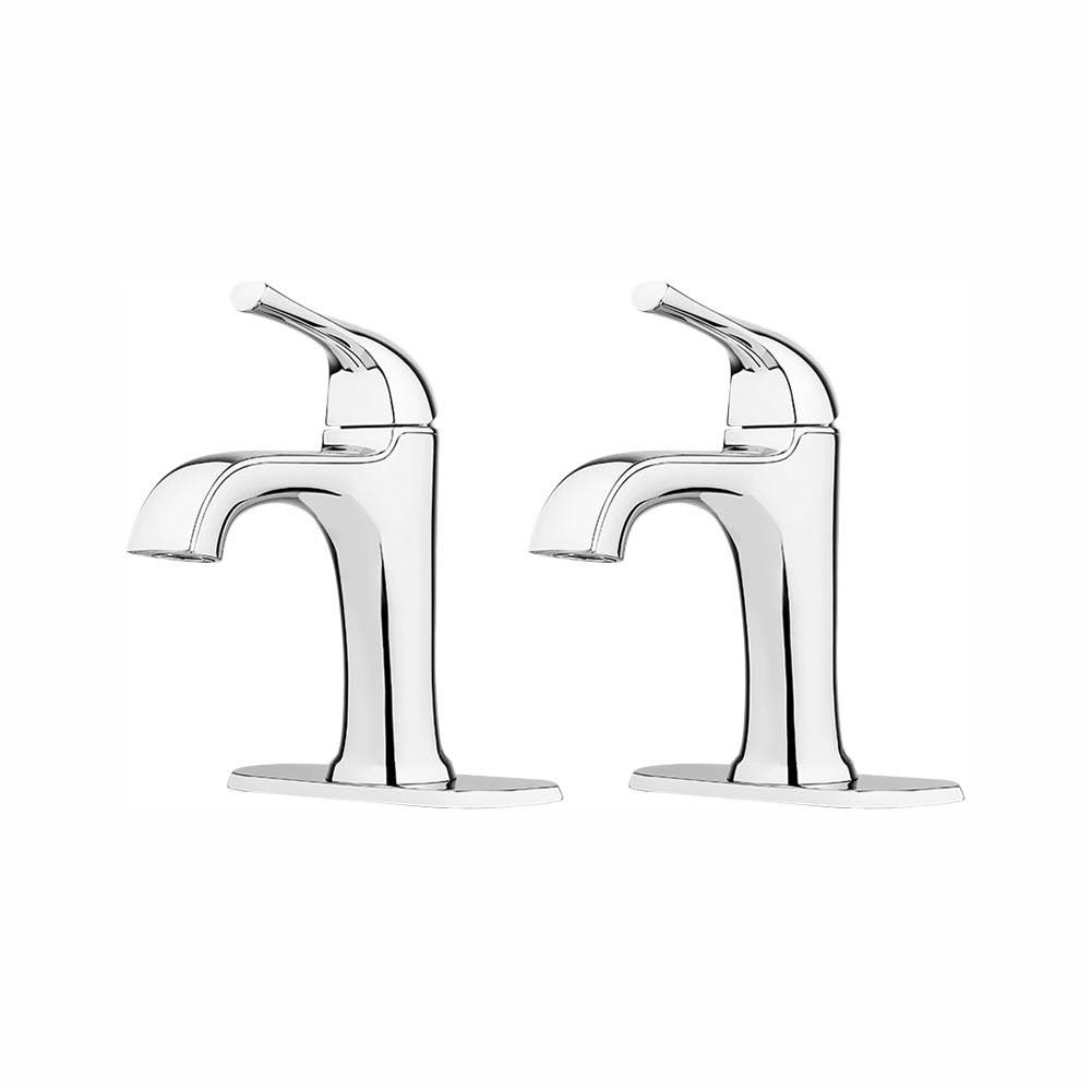 Polished Chrome 4 in. Centerset Single-Handle Bathroom Faucet (2-Pack) B3808