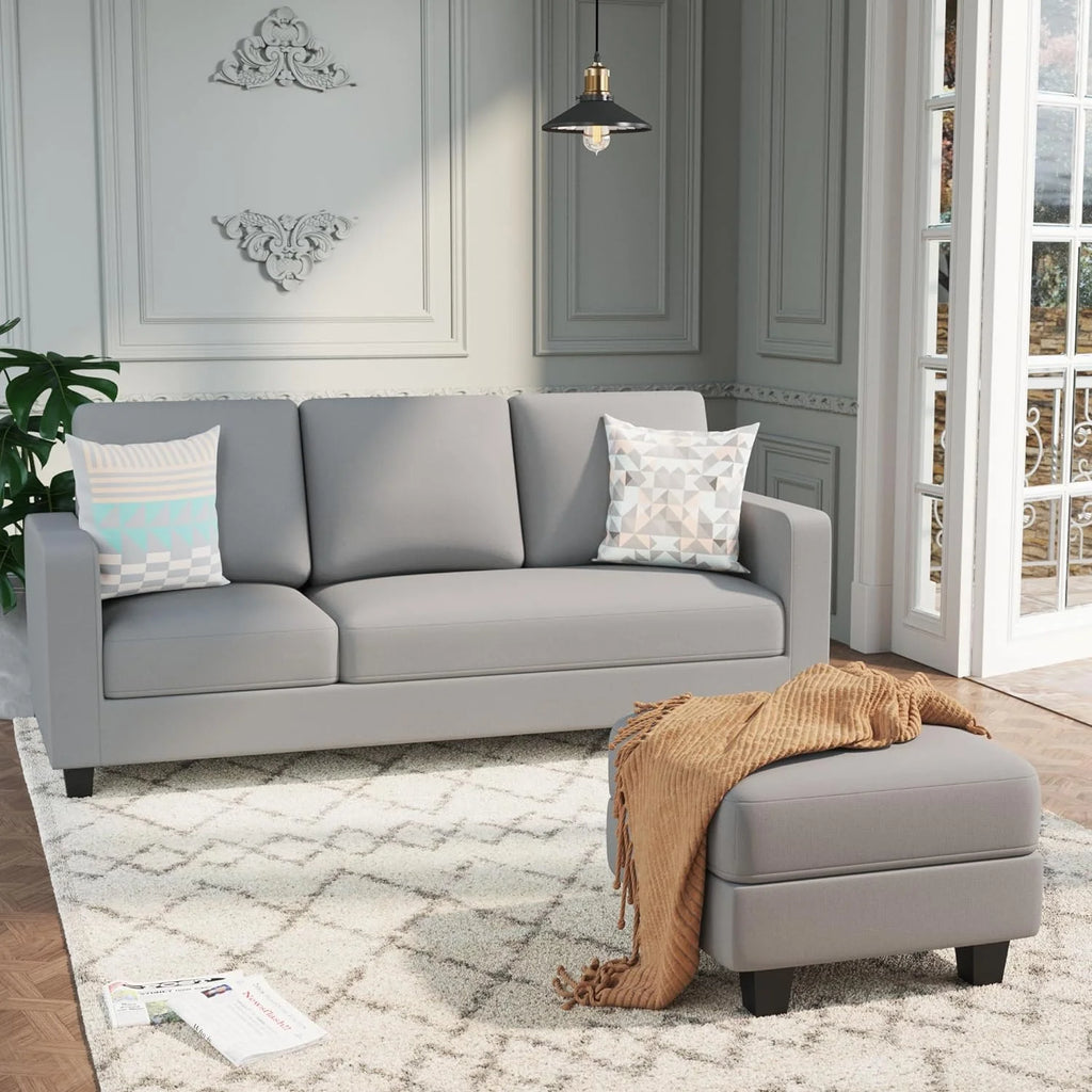 Light Gray Convertible Sectional Sofa with Ottoman H465