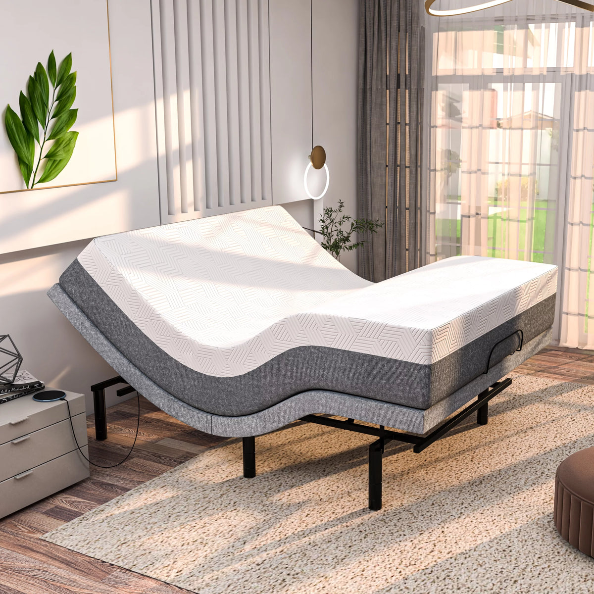 Queen Adjustable Bed Frame with Mattress T3583