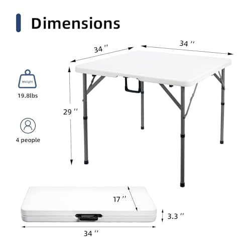 34" Black Folding HDPE Table with Carrying Handle E24459