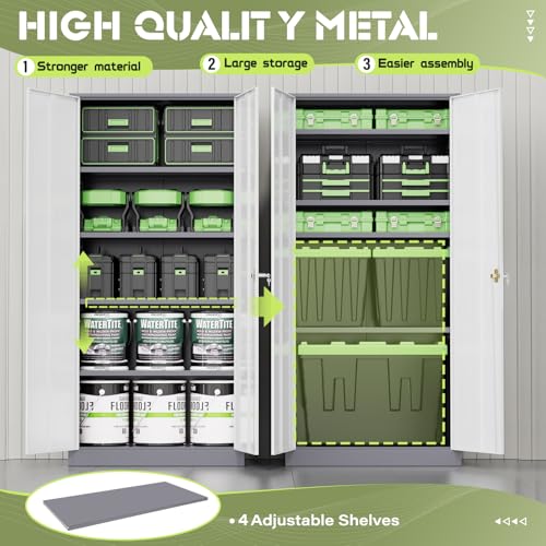 72" Black Lockable Metal Storage Cabinet with 4 Adjustable Shelves Z629