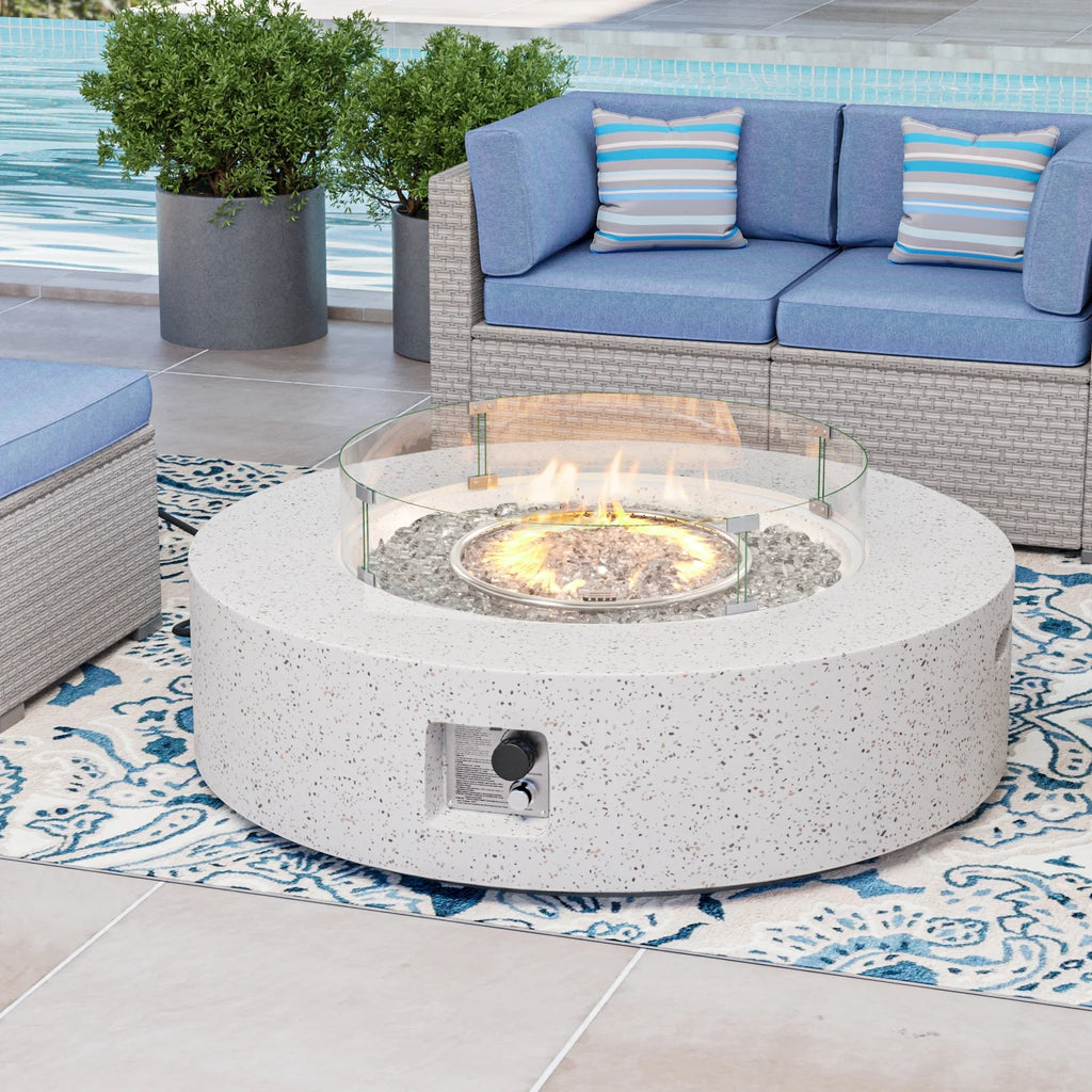 40.5-inch Round Propane Fire Pit Coffee Table V769