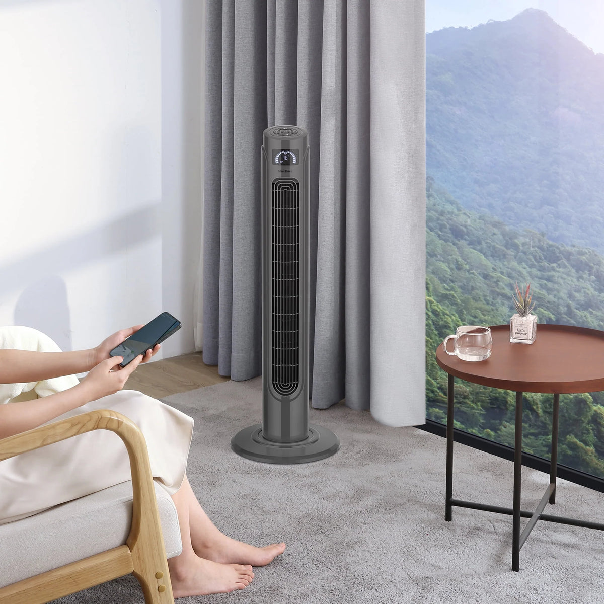 36 Tower Fan with Remote, 3 Speeds 3 Modes 15H Timer, 90° Oscillating, Grey S81923