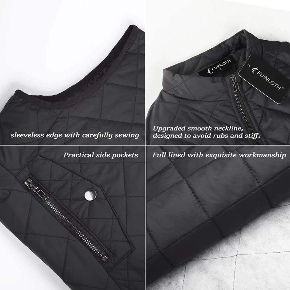 Black Quilted Zip Padded Vest R93240