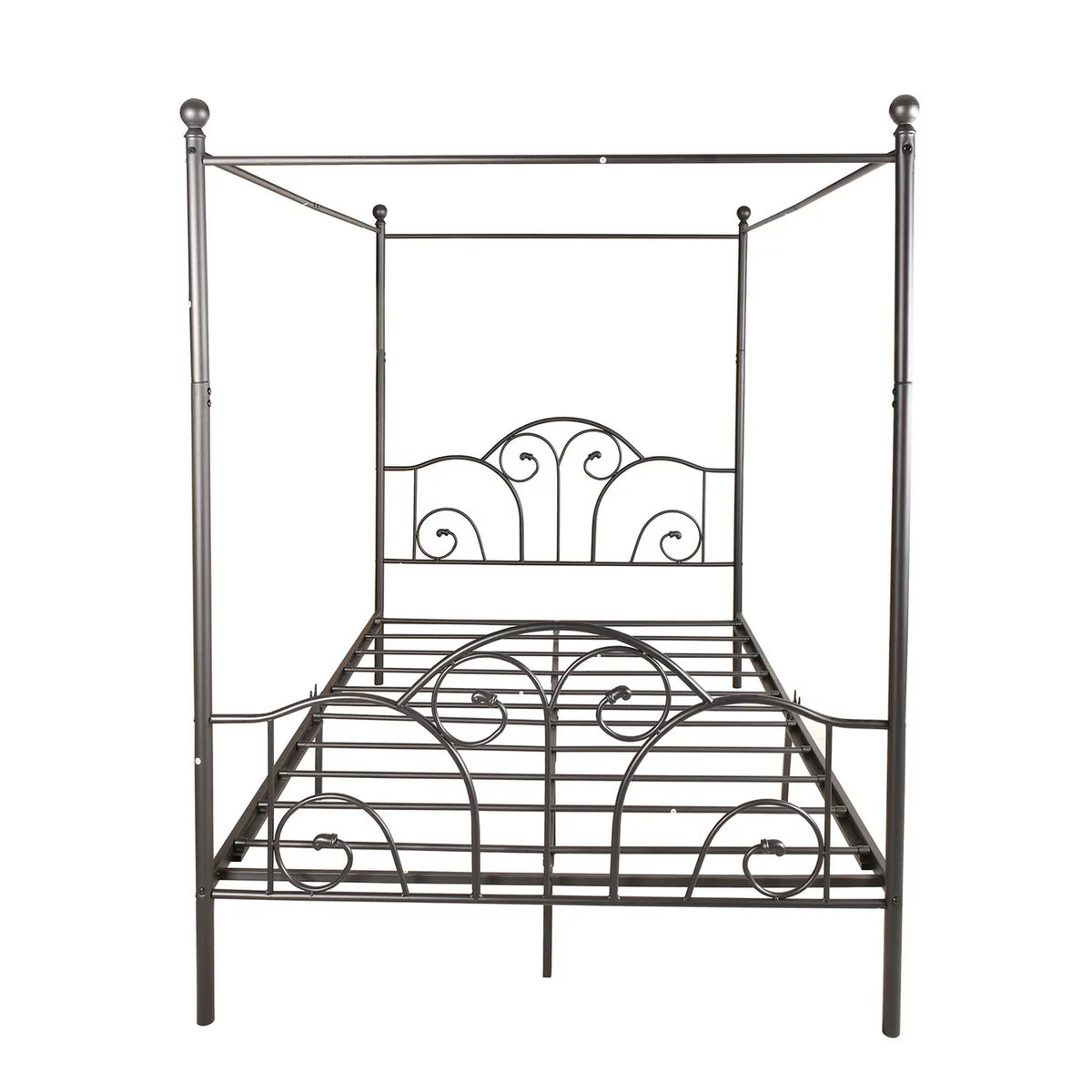 Vintage White Full Size Metal Canopy Bed Frame I8627