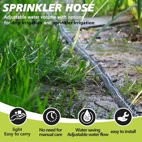 Flat Soaker Hose 100 Ft with Garden Staples and Splitters T678786