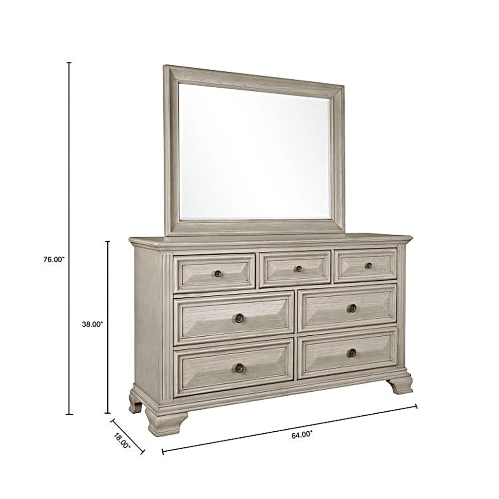 Queen Wood Bedroom Set with Dresser Mirror and Two Nightstands F49887