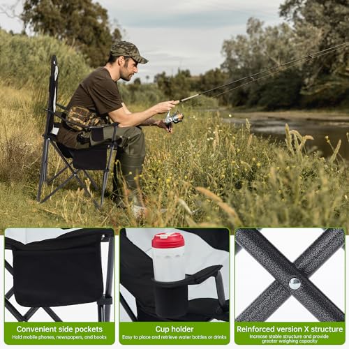Camping Chairs 2 Pack with Cup Holder & Cooler Bag H28484