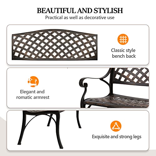 White Cast Aluminum Patio Garden Bench M877