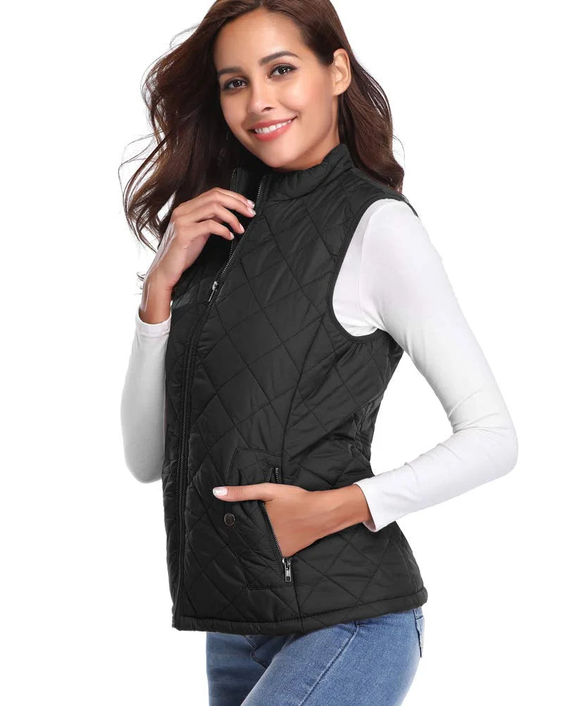 Black Quilted Zip Padded Vest R93240