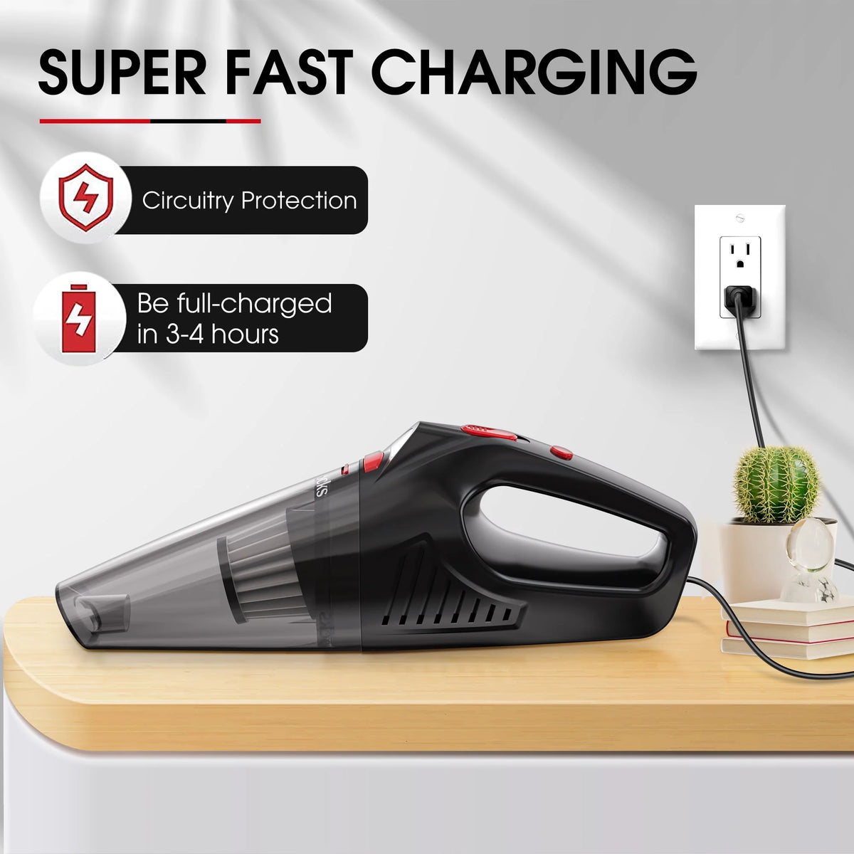 Cordless Portable Handheld Car Vacuum Cleaner with LED Lights S819573