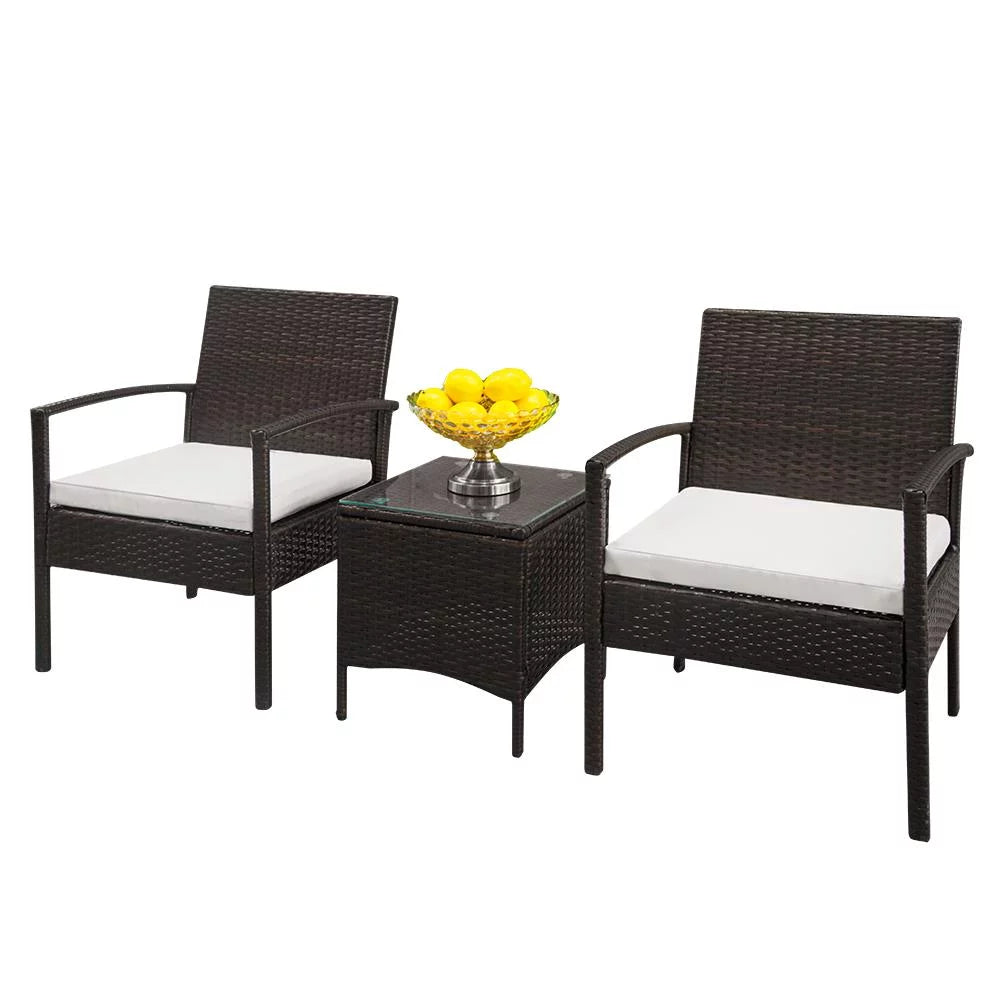 Brown 3 Pc Wicker Patio Conversation Set B623