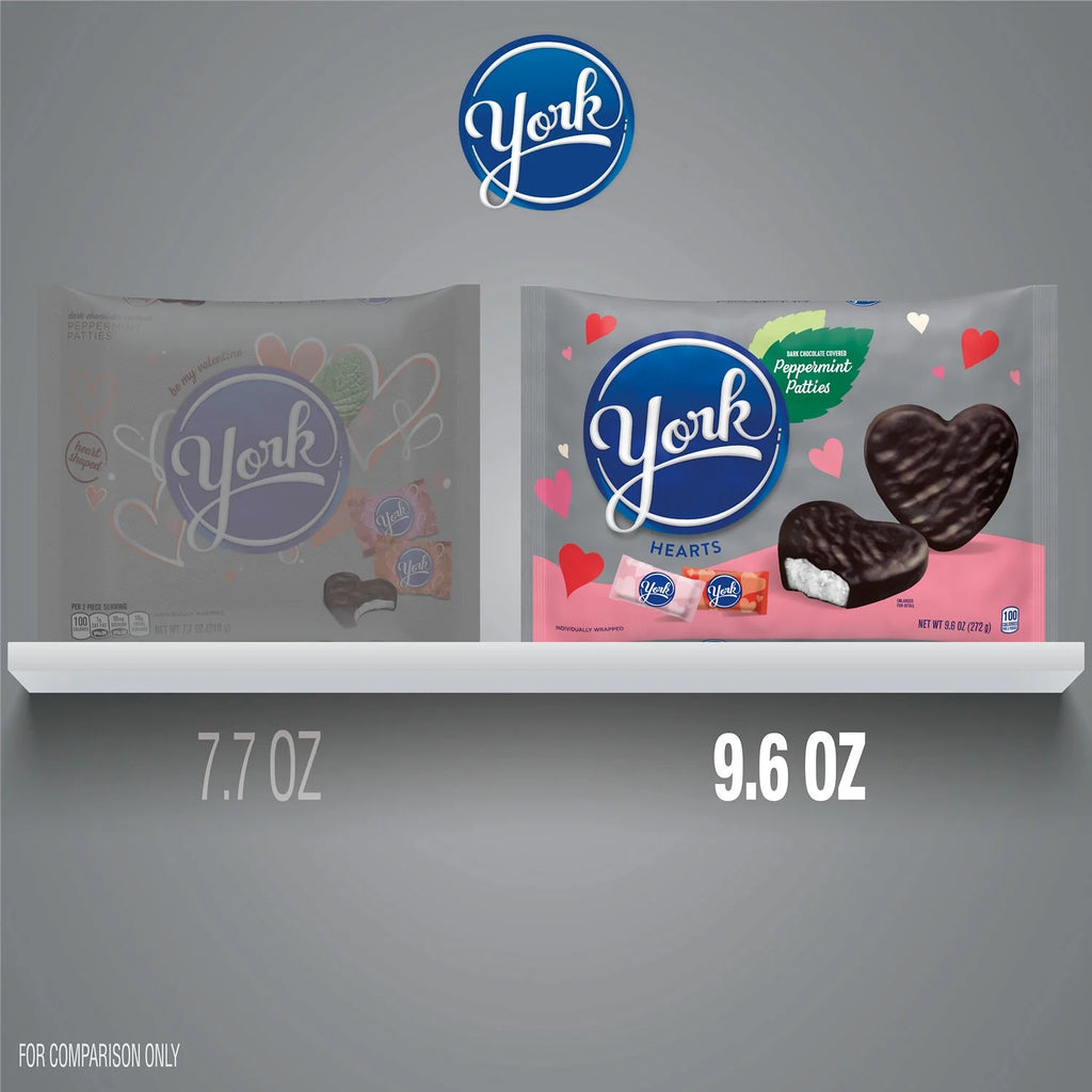 Dark Chocolate Peppermint Patties Hearts Candy, Bag 9.6 oz N849
