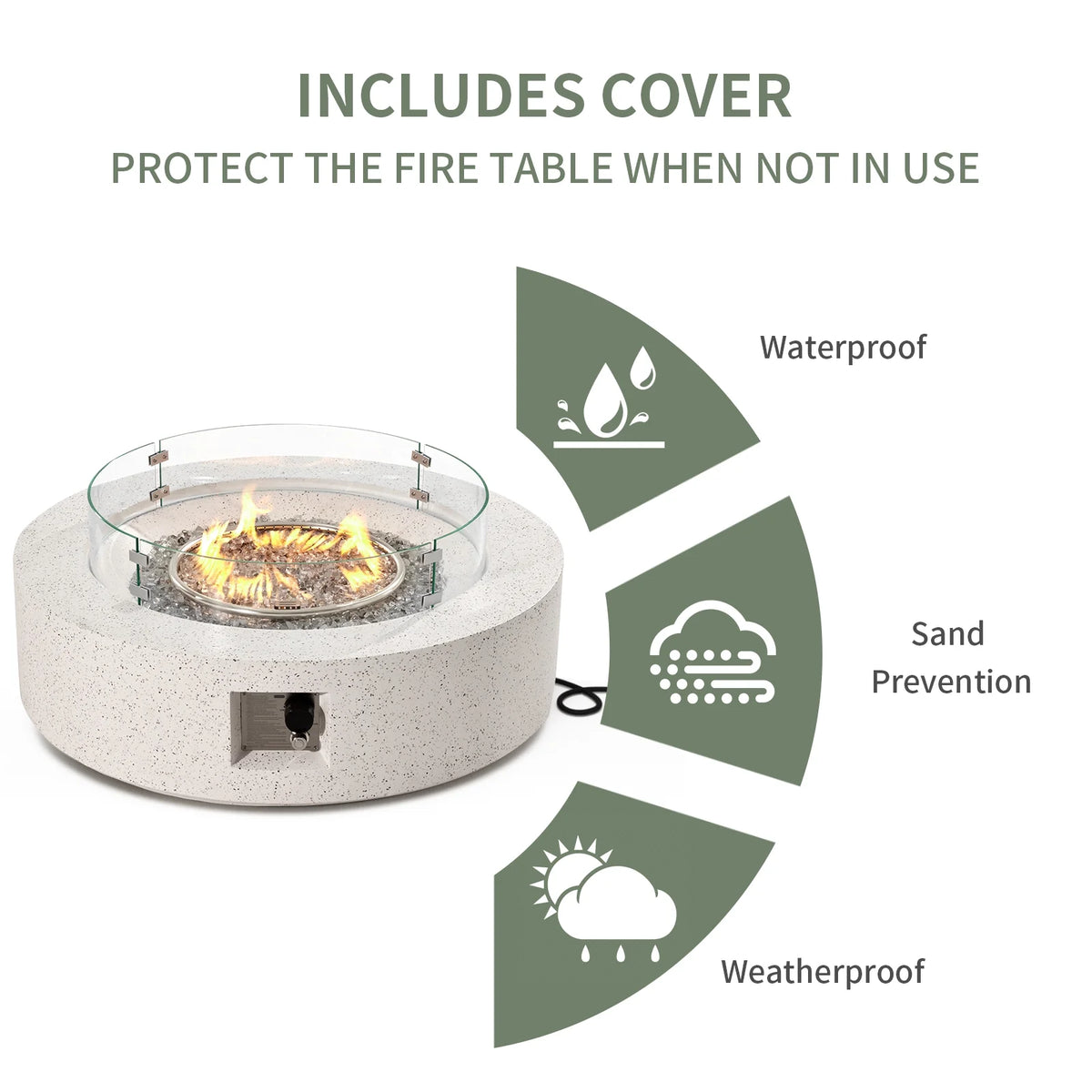 40.5-inch Round Propane Fire Pit Coffee Table V769