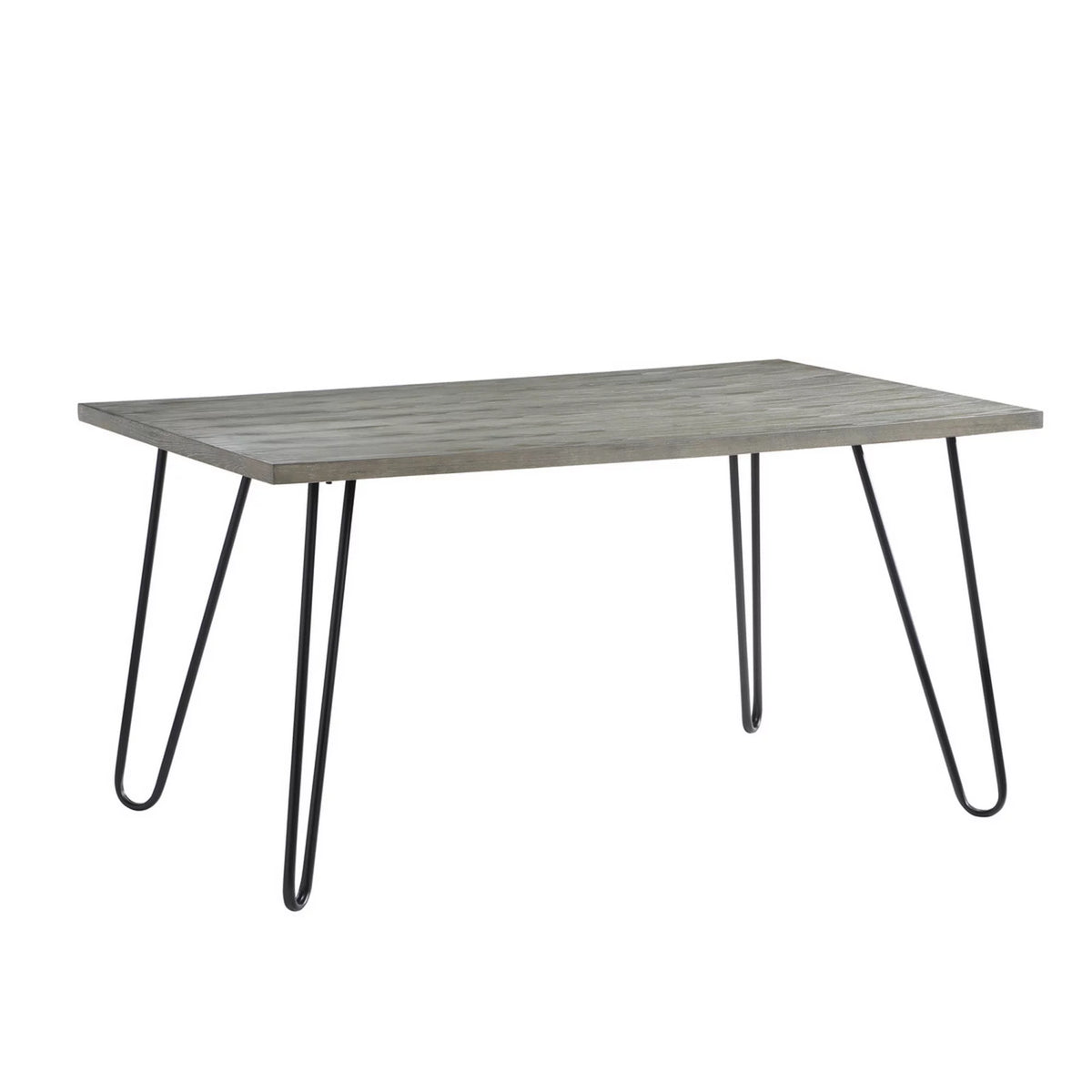 60 Inch Dining Table, 4 Seater, Metal Hairpin Legs, Gray B75462