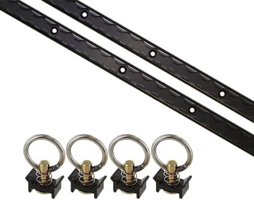 Black Powder Coated Aluminum L Track Tie Down System - 6 Piece O122
