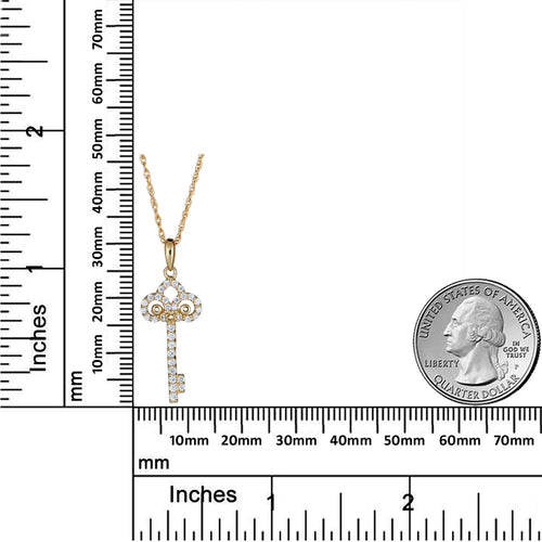 10K Yellow Gold Key Pendant Necklace with 18" Chain Y330