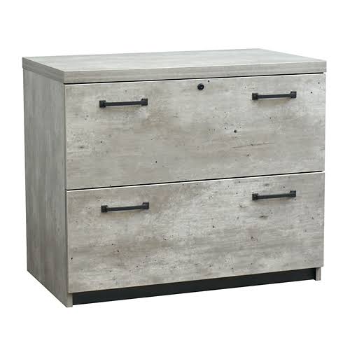 36x22W Two Drawer Lateral File Concrete Laminate/Black Accents O78557