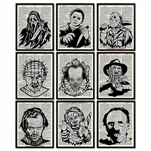 Vintage Horror Movie Newspaper Art Prints 8”X 10” Unframed 9Pcs R497