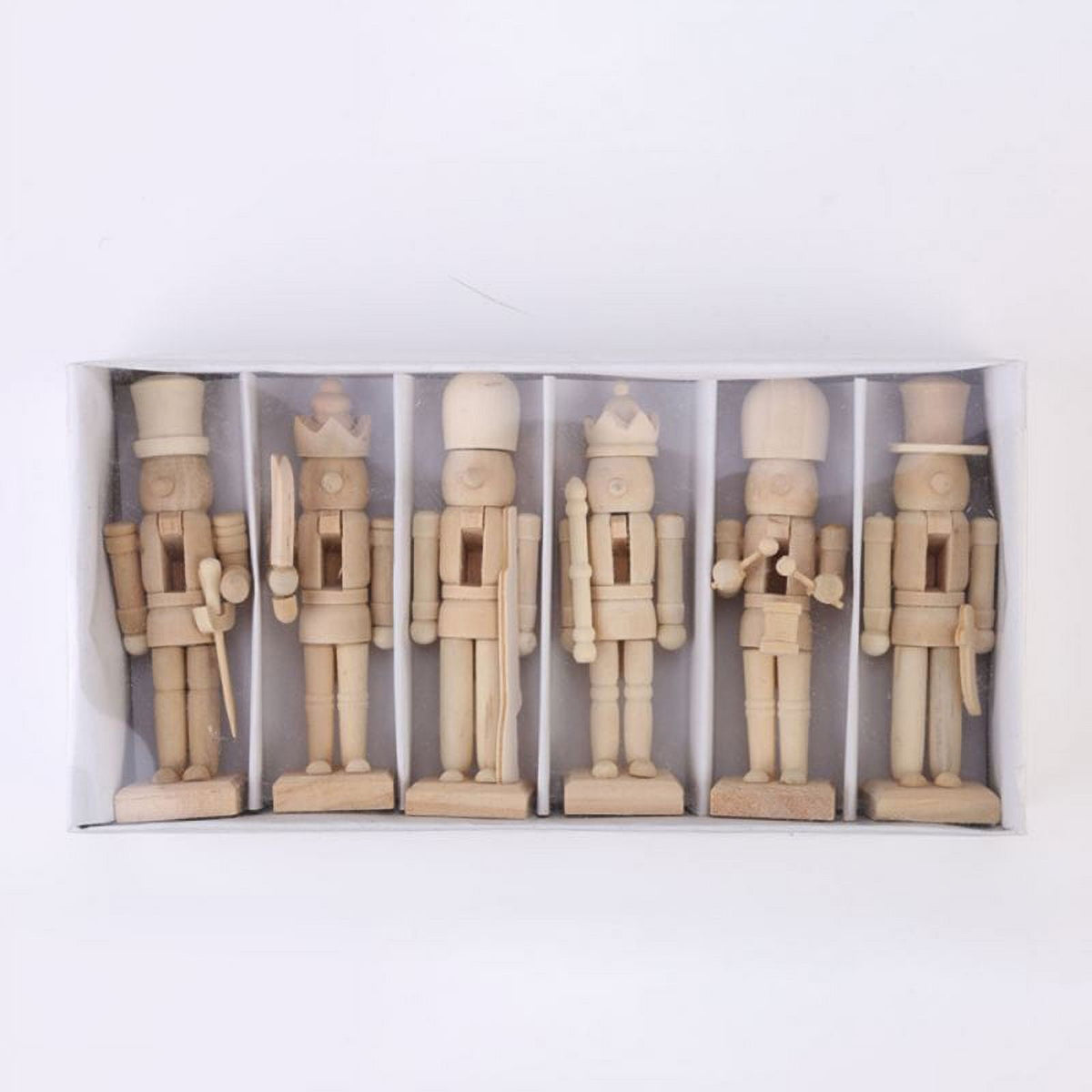 6 Pcs Wooden Nutcracker Figures Wooden Soldier Doll Z687