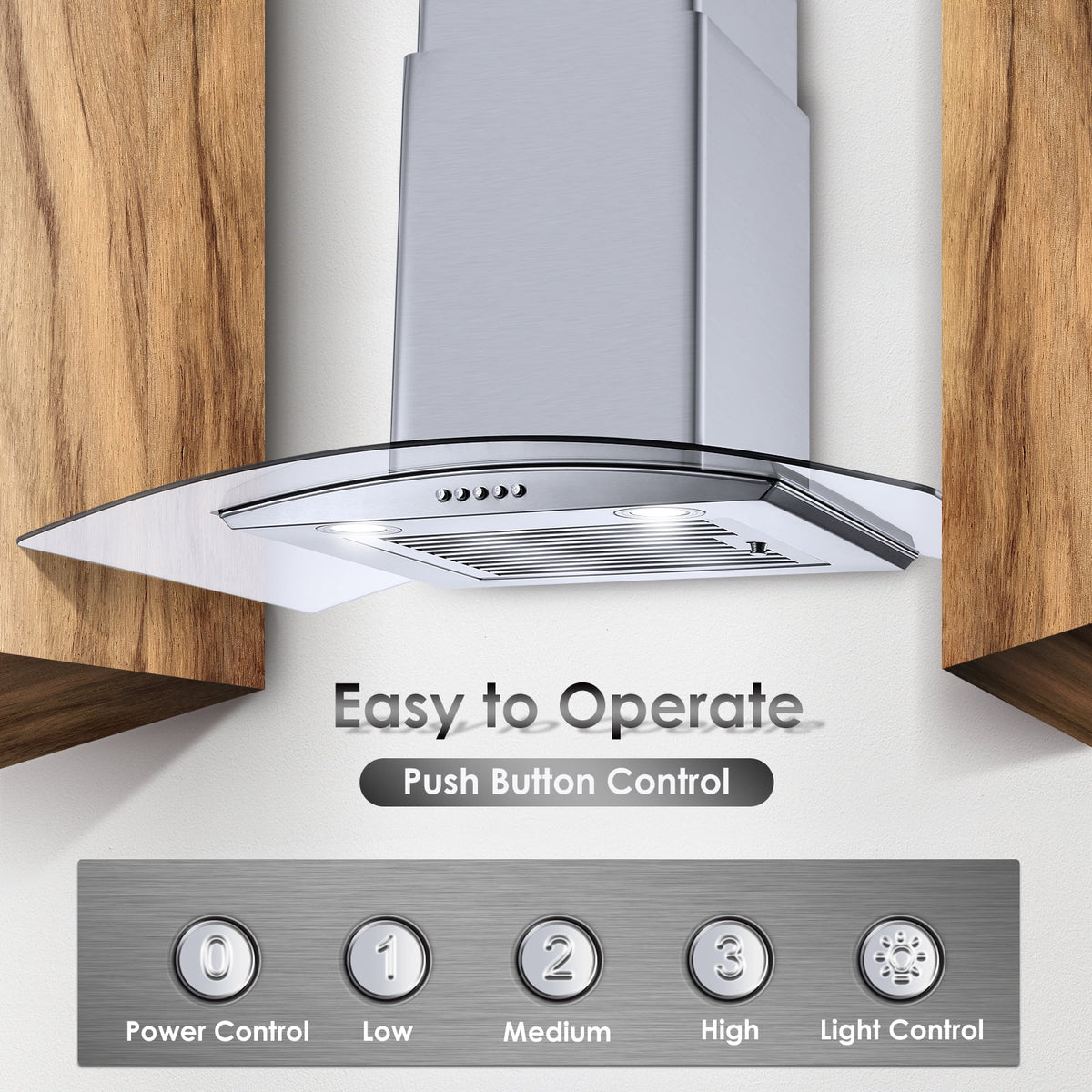 30 inch Convertible Wall Mount Range Hood with Tempered Glass R309