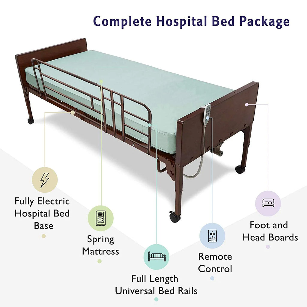 Full Electric Hospital Bed with Full Rails and Spring Mattress H60910